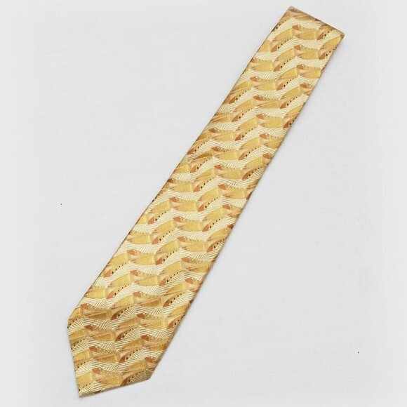 JoS. A. BANK Yellow Textured Silk Tie Geometric Made In Italy Formal Occasion XL - Picture 3 of 6